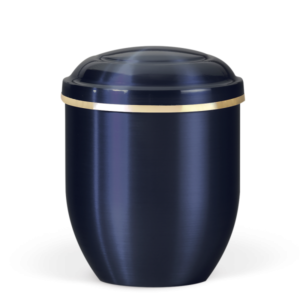 Tierurne Kupfer blau mit Goldband klein